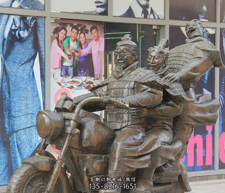 铜雕步行街骑人物雕塑