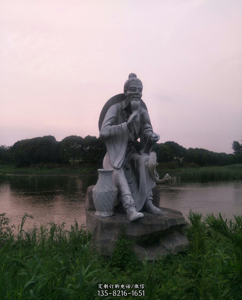 石雕姜太公钓鱼人物雕塑