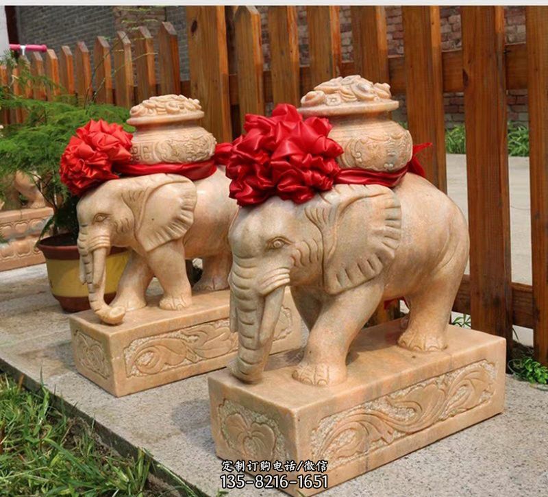 招财大象驼宝瓶动物雕塑图片