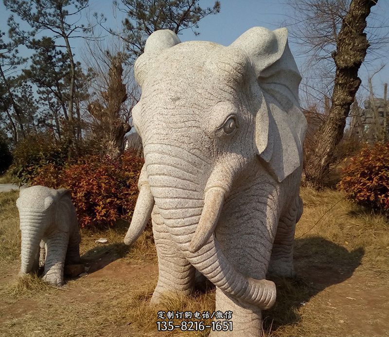 公园大理石大象动物石雕