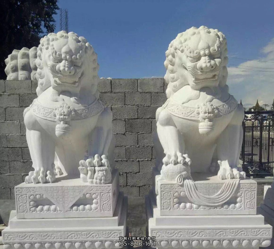 北京狮子大理石看门神兽图片