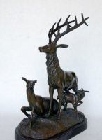 母子鹿驯鹿铜雕