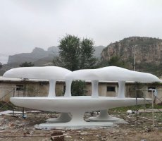 不锈钢公园蘑菇云朵景观雕塑 