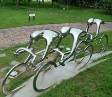 公园不锈钢骑自行车抽象雕塑