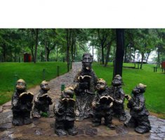 读书的师生铜雕公园人物雕塑