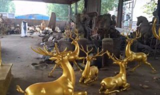 喷漆玻璃钢仿铜小鹿公园动物雕塑