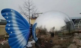 公园不锈钢圆球和蝴蝶景观雕塑