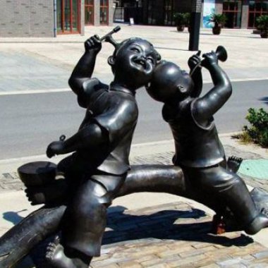 铜雕公园玩耍儿童雕塑