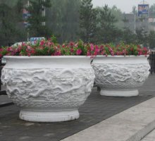 汉白玉公园龙浮雕花盆