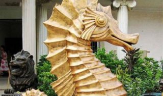 铜雕公园喷水海马
