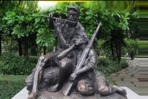 吹笛子的红军战士公园人物铜雕雕塑