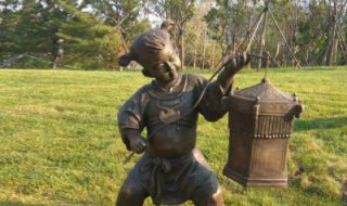 打着灯笼的儿童公园景观铜雕雕塑