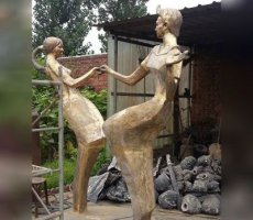 情侣跳舞广场景观铜雕