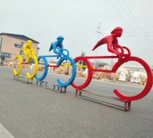 不锈钢抽象运动骑车雕塑