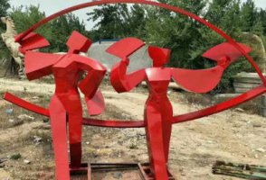 不锈钢公园抽象扇子舞人物雕塑