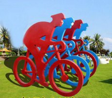 公园不锈钢骑车运动雕塑