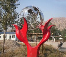 公园不锈钢手托镂空球景观雕塑