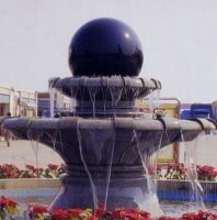 中国黑双层风水球喷泉石雕