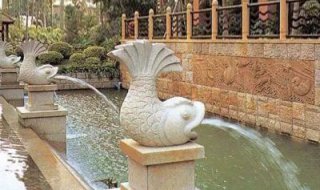 园林鲤鱼喷泉景观石雕