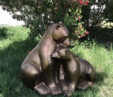 公园动物母子熊铜雕