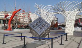 不锈钢正方体雕塑广场创意景观雕塑