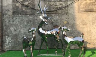 不锈钢镜面园林小鹿动物雕塑