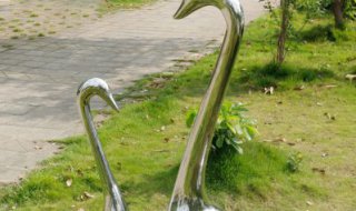 公园天鹅抽象不锈钢雕塑 