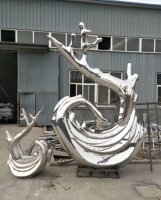 不锈钢抽象海浪浪花雕塑