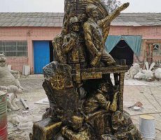 铜雕广场解放战士雕塑