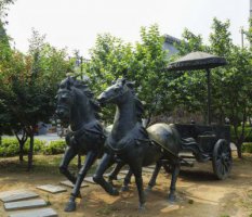 公园景观古代马车铜雕