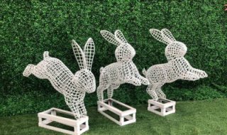 不锈钢镂空兔子雕塑公园动物雕塑