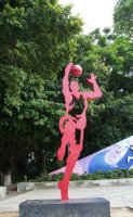 抽象打篮球的人物公园不锈钢雕塑