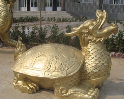 龙龟铜雕-晚霞红母子龙龟雕塑