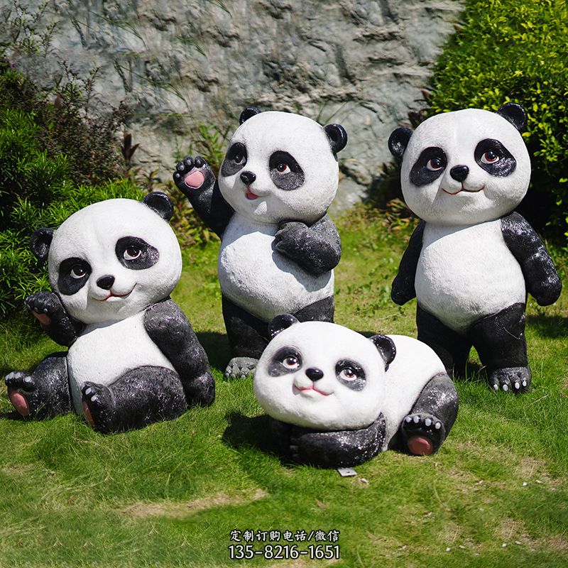 熊猫雕塑- 商场观赏景观卡通小熊猫玻璃钢雕塑