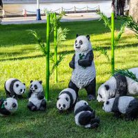 熊猫雕塑-动物园仿真卡通玻璃钢熊猫雕塑