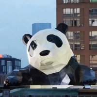 熊猫雕塑-户外景区创意可爱几何熊猫雕塑
