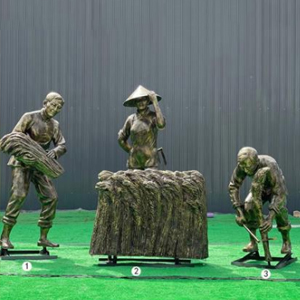 农耕收稻子雕塑