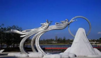 仙女雕塑-不锈钢广场抽象嫦娥奔月仙女雕塑