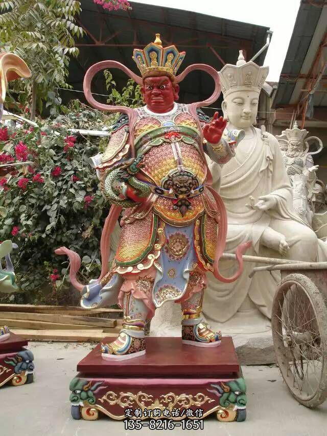 玻璃钢彩绘大型寺庙供奉神佛四大天王雕塑