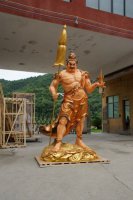 天王雕塑-景区寺庙大型玻璃钢鎏金天王雕塑