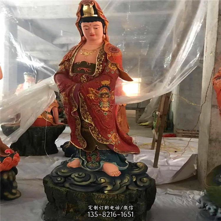 玻璃钢彩绘大型景观寺庙供奉神佛观音雕塑