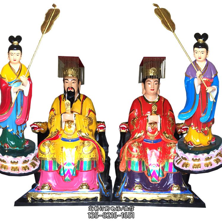 玻璃钢彩绘寺庙供奉神佛唐明皇夫妻庙宇景观唐明皇雕塑