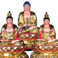 三圣雕塑-寺庙玻璃钢彩绘供奉佛像三圣雕塑