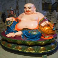 弥勒佛雕塑-大型户外寺庙玻璃钢彩绘坐着的弥勒佛雕塑