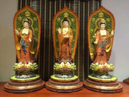 三圣雕塑-玻璃钢彩绘西方神佛三圣雕塑