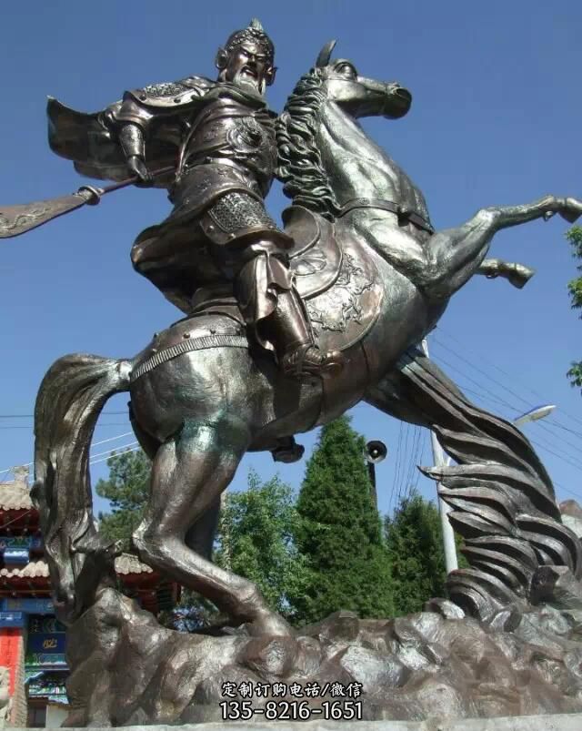 关公雕塑-景点大型仿铜骑马的关公雕塑