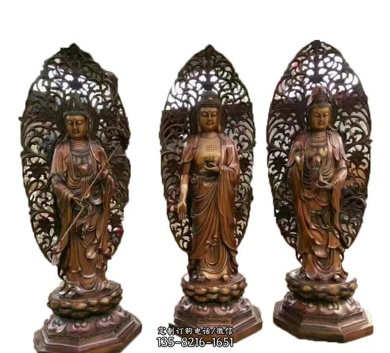 三圣雕塑-宗教庙宇西方铜雕三圣雕塑