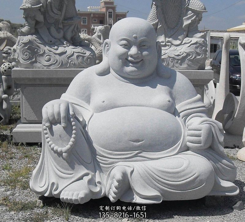 弥勒佛雕塑-景区汉白玉坐式弥勒佛雕塑