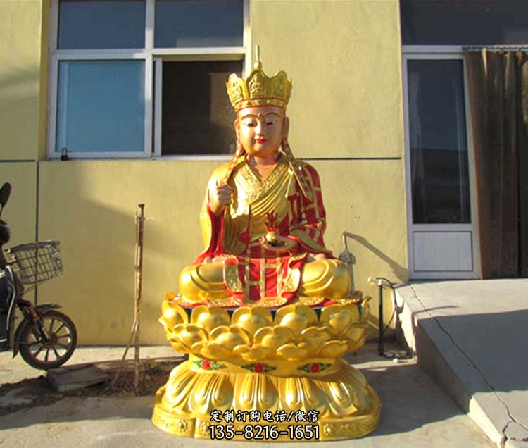 地藏王雕塑-寺庙大型喷金烤漆菩萨地藏王雕塑