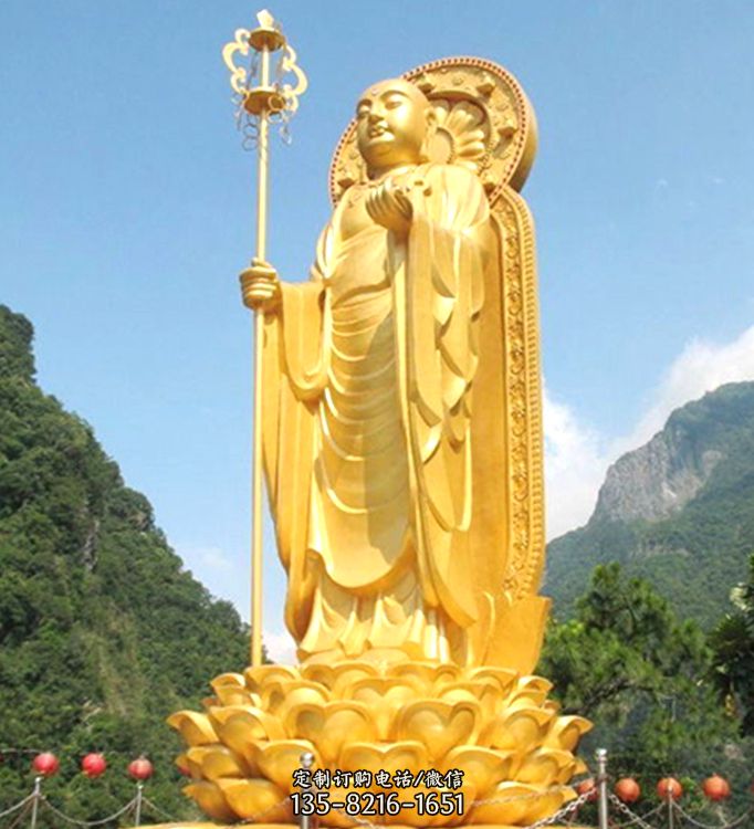 地藏王雕塑-户外广场大型鎏金神佛地藏王雕塑
